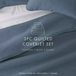Kirklands Home Stitched Stripes 3-pc. Queen Quilt Set Blue Outlet