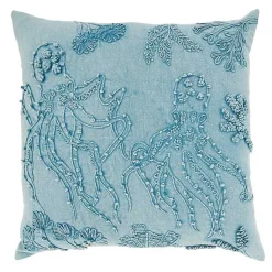 Pillows>Kirklands Home Stonewashed Oceanic Octopus Throw Pillow Blue