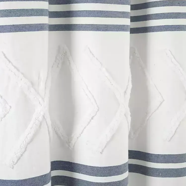 Kirklands Home Blue Stripe Diamond Tufted Shower Curtain Outlet