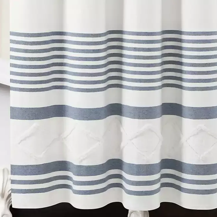 Kirklands Home Blue Stripe Diamond Tufted Shower Curtain Outlet
