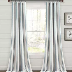 Kirklands Home Stripe Farmhouse Curtain Panel Set, 95 in. Blue Sale