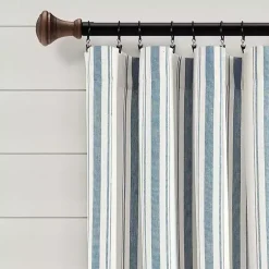 Kirklands Home Stripe Farmhouse Curtain Panel Set, 95 in. Blue Sale
