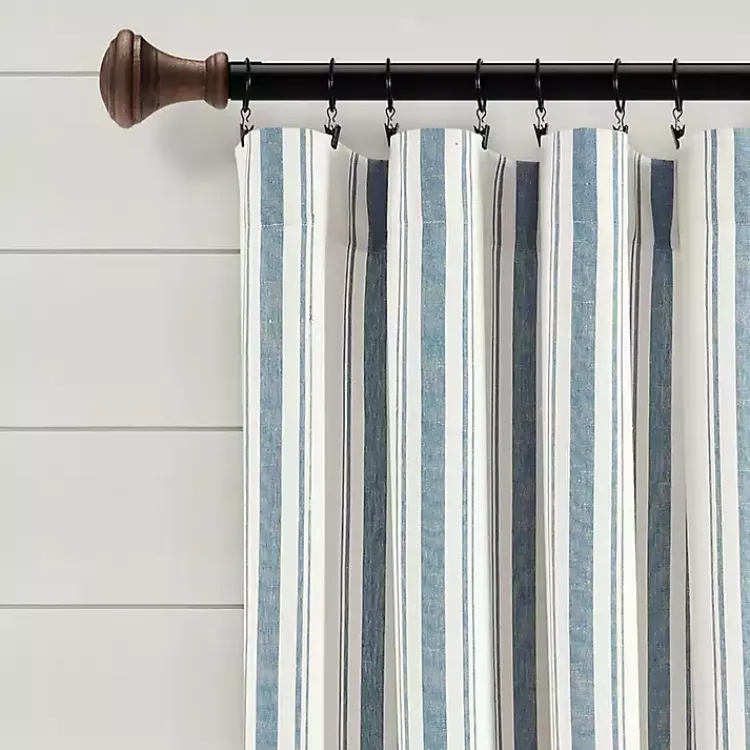 Kirklands Home Stripe Farmhouse Curtain Panel Set, 95 in. Blue Sale