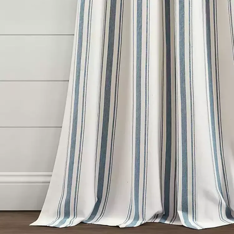 Kirklands Home Stripe Farmhouse Curtain Panel Set, 95 in. Blue Sale