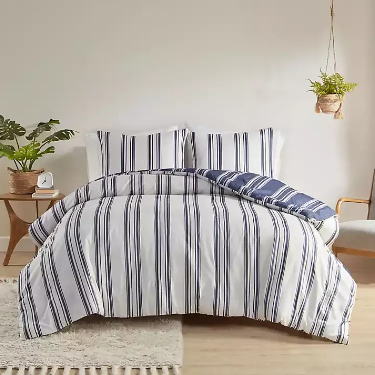 Kirklands Home Blue Stripe Jackson 3-pc. King Comforter Set Hot