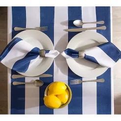 Kirklands Home Blue Stripe Outdoor Table Cloth, 84 in. Clearance