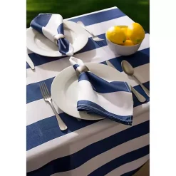 Kirklands Home Blue Stripe Outdoor Table Cloth, 84 in. Clearance