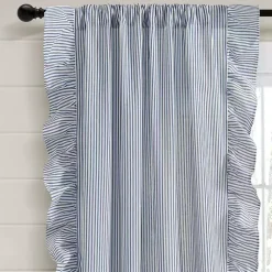 Kirklands Home Blue Stripe Ruffled Curtain Panel Set, 84 in. Best