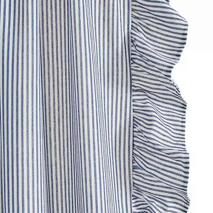 Kirklands Home Blue Stripe Ruffled Curtain Panel Set, 84 in. Best
