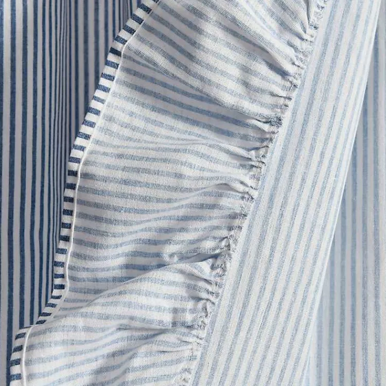 Kirklands Home Blue Stripe Ruffled Curtain Panel Set, 84 in. Best