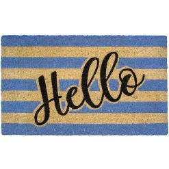 Kirklands Home Blue Striped Hello Doormat Sale