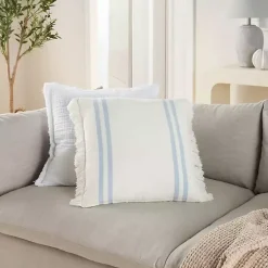 Pillows>Kirklands Home Blue Striped Linen Throw Pillow