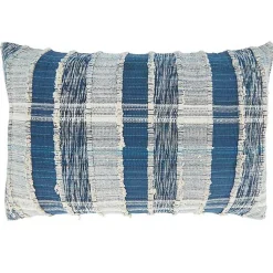 Pillows>Kirklands Home Blue Striped Woven Cotton Lumbar Pillow