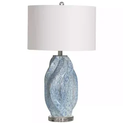 Kirklands Home Blue Swirl Ceramic Table Lamp White Discount