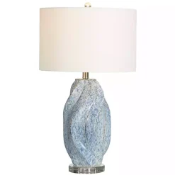 Kirklands Home Blue Swirl Ceramic Table Lamp White Discount