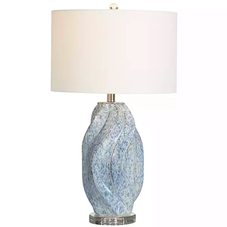 Kirklands Home Blue Swirl Ceramic Table Lamp White Discount