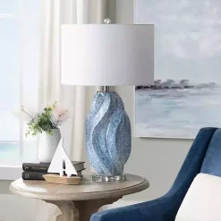 Kirklands Home Blue Swirl Ceramic Table Lamp White Discount