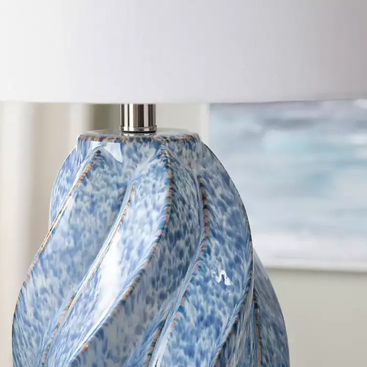 Kirklands Home Blue Swirl Ceramic Table Lamp White Discount