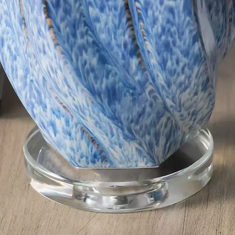 Kirklands Home Blue Swirl Ceramic Table Lamp White Discount