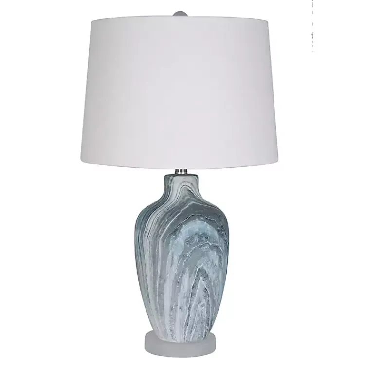 Kirklands Home Blue Swirl Geode Table Lamp, Set of 2 White Sale