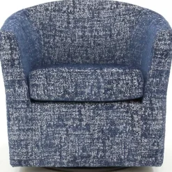 Kirklands Home Swivel Barrel Accent Chair Blue New