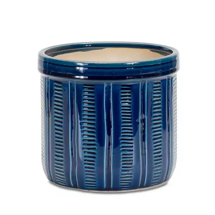 Kirklands Home Terracotta Abstract Decorative Pots, Set of 3 Blue Outlet