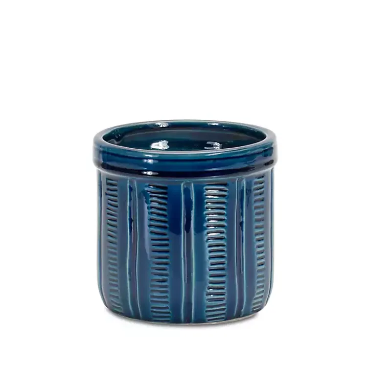 Kirklands Home Terracotta Abstract Decorative Pots, Set of 3 Blue Outlet