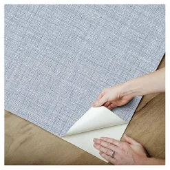 Kirklands Home Textured Faux Fabric Peel & Stick Wallpaper Blue Clearance