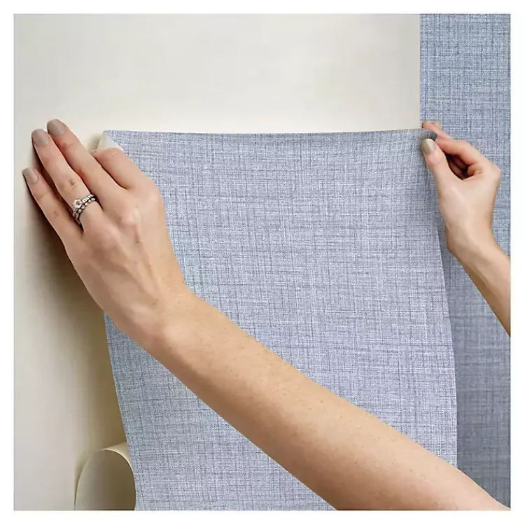 Kirklands Home Textured Faux Fabric Peel & Stick Wallpaper Blue Clearance