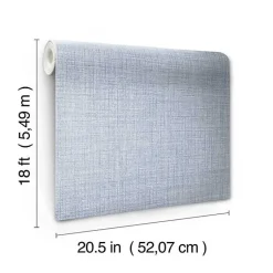 Kirklands Home Textured Faux Fabric Peel & Stick Wallpaper Blue Clearance