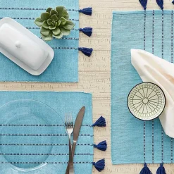 Kirklands Home Thera Stripe Placemats, Set of 6 Blue Online