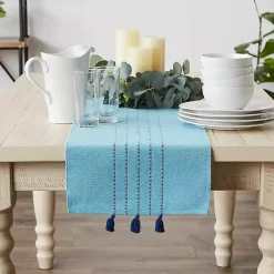 Kirklands Home Thera Stripe Table Runner Blue Sale