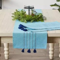 Kirklands Home Thera Stripe Table Runner Blue Sale