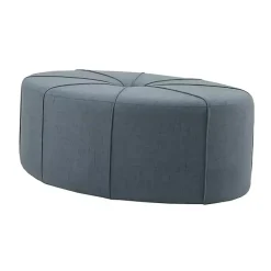 Kirklands Home Thick Welting Center Button Oval Ottoman Blue Hot