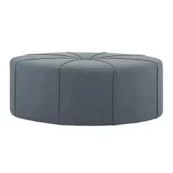 Kirklands Home Thick Welting Center Button Oval Ottoman Blue Hot