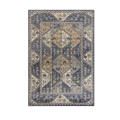 Kirklands Home Blue Tile Border Area Rug, 8x10 Best