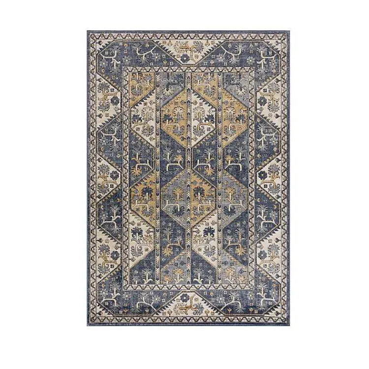 Kirklands Home Blue Tile Border Area Rug, 8x10 Best