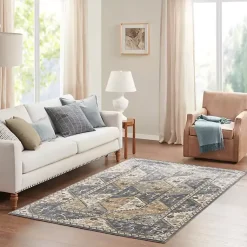 Kirklands Home Blue Tile Border Area Rug, 8x10 Best