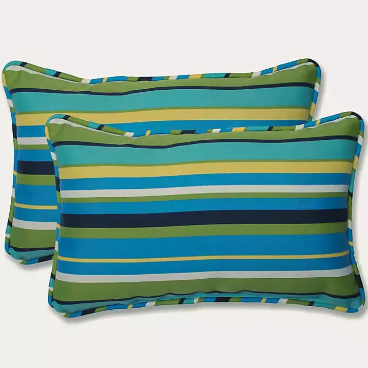 Kirklands Home Blue Topanga Striped Outdoor Pillows, Set of 2 Sale