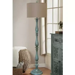 Kirklands Home Blue Traditional Avignon Floor Lamp Tan