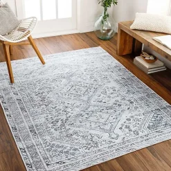 Kirklands Home Traditional Washable Area Rug, 5x7 Blue Outlet