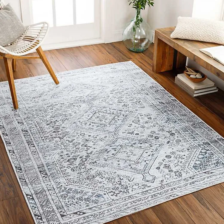 Kirklands Home Traditional Washable Area Rug, 8x12 Blue Clearance