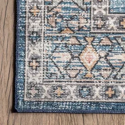 Kirklands Home Blue Tribal Motif Washable Area Rug, 5x8 Best