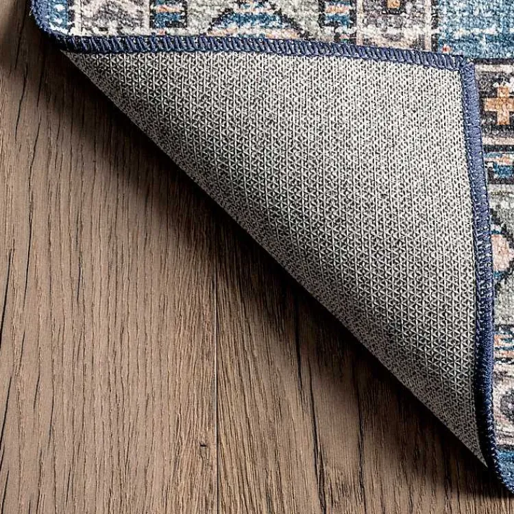 Kirklands Home Blue Tribal Motif Washable Area Rug, 5x8 Best