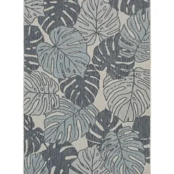 Kirklands Home Tropical Leaf Indoor/Outdoor Area Rug, 5x7 Blue New