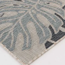 Kirklands Home Tropical Leaf Indoor/Outdoor Area Rug, 5x7 Blue New