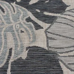 Kirklands Home Tropical Leaf Indoor/Outdoor Area Rug, 5x7 Blue New