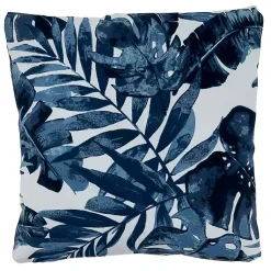 Kirklands Home Blue Tropical Leaves Outdoor Throw Pillow Clearance
