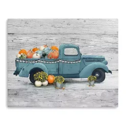 Fall>Kirklands Home Blue Truck and Pumpkins Giclee Canvas Art Print