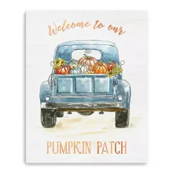 Fall>Kirklands Home Truck Pumpkin Patch Canvas Art Print Blue